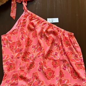 LOFT Floral One-Shoulder Pink Top